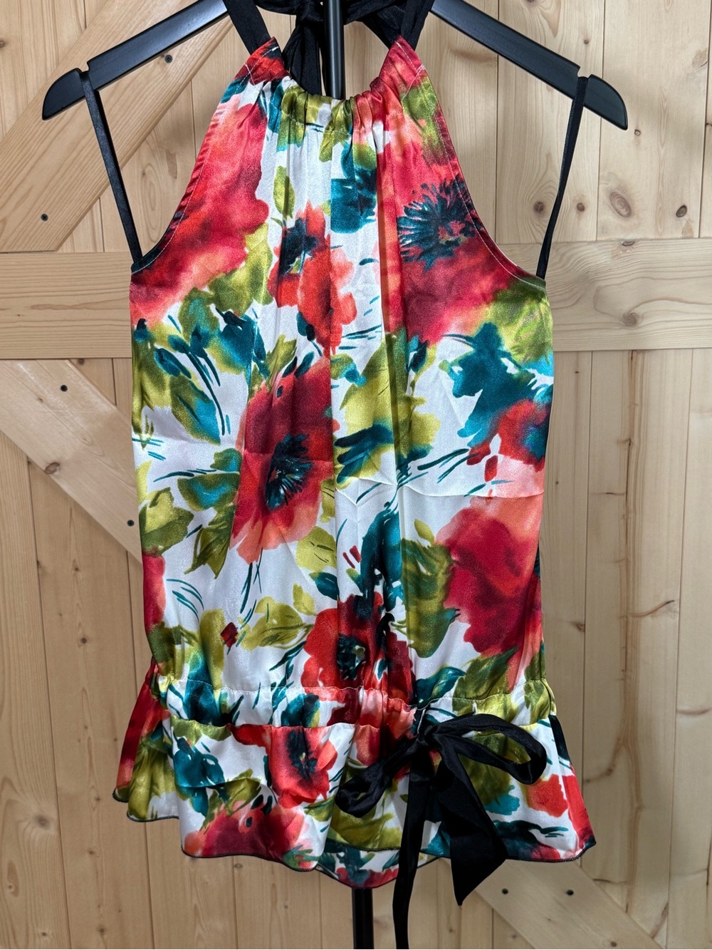 A. Byer Multicolor Floral Halter Camisole with Tie
